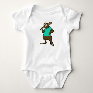 Faulenzer bei Baseball mit Baseballschläger Baby Strampler