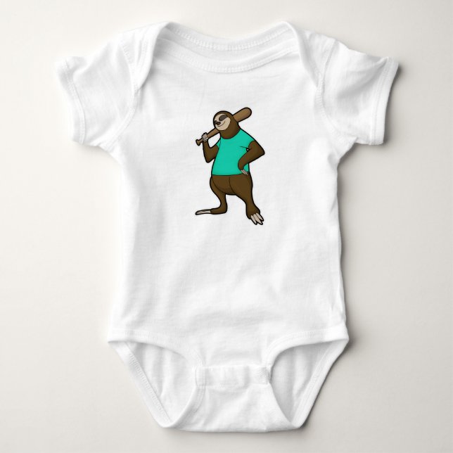 Faulenzer bei Baseball mit Baseballschläger Baby Strampler (Vorderseite)