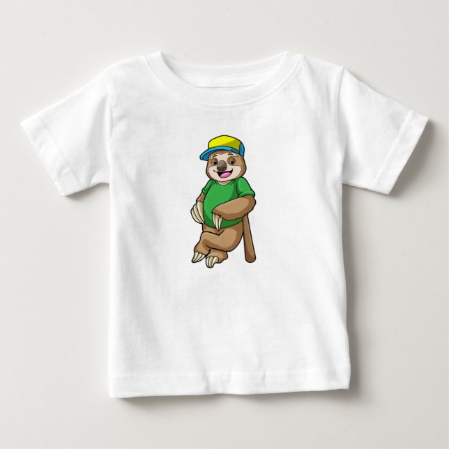 Faulenzer bei Baseball mit Baseballschläger Baby T-shirt (Vorderseite)