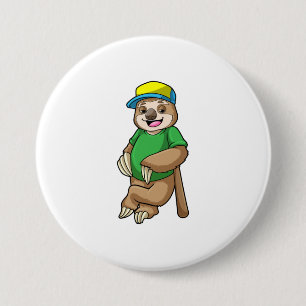 Faulenzer bei Baseball mit Baseballschläger Button