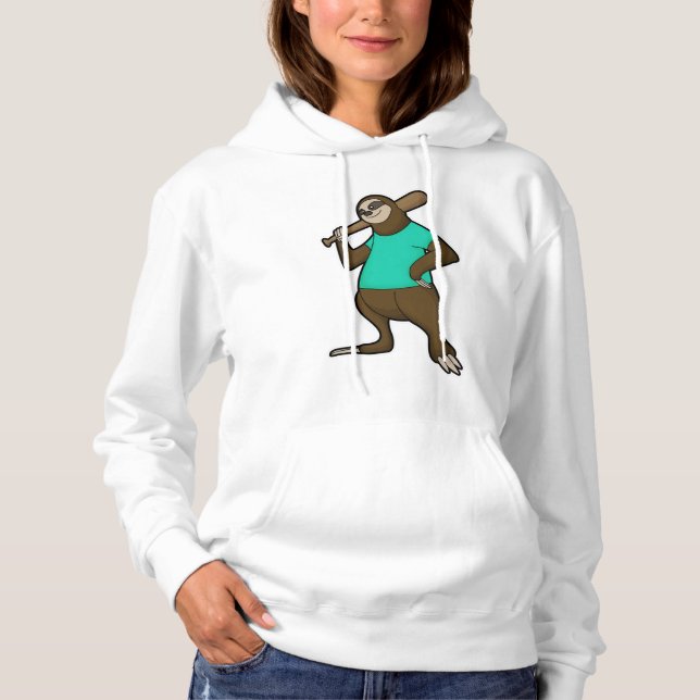 Faulenzer bei Baseball mit Baseballschläger Hoodie (Vorderseite)