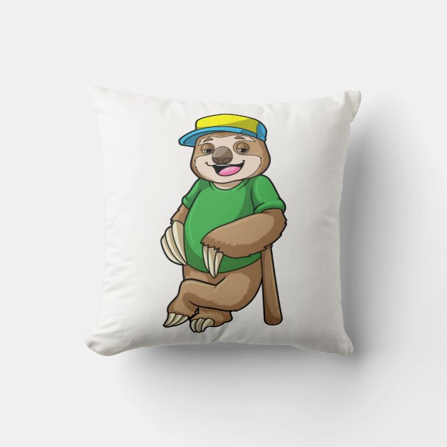 Faulenzer bei Baseball mit Baseballschläger Kissen (Vorderseite)
