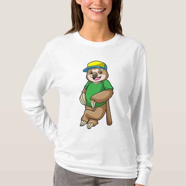 Faulenzer bei Baseball mit Baseballschläger T-Shirt (Vorderseite)