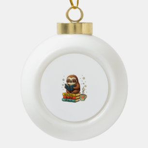 Faulenzer Bücherliebhaber liest bücherliebend Bibl Keramik Kugel-Ornament