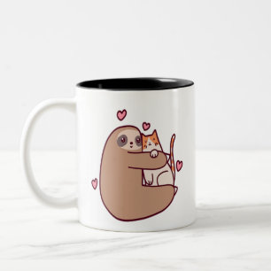 Faulenzer und Katzen sind die besten Freunde Zweifarbige Tasse