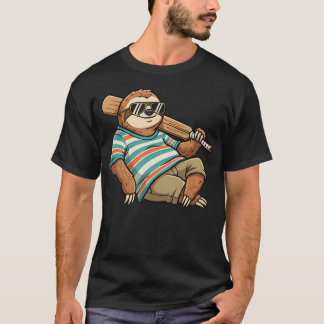 Fauler Faultier Baseballspieler Sommer Stimmung T-Shirt