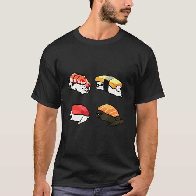 Fauler Mops Sushi T-Shirt (Vorderseite)