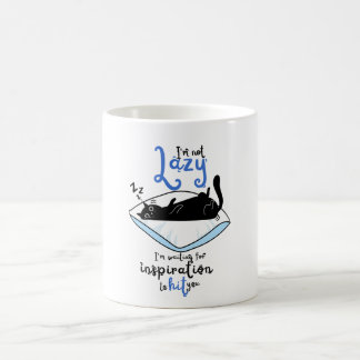 Fauler schwarzer Katz & Inspirationszitat Keramik- Kaffeetasse