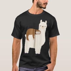 Faules Faultier reitet Lama Lustiges Grafik für Fr T-Shirt
