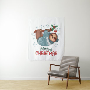 Faules Faultier Weihnachten Wandteppich