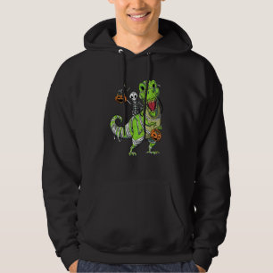 Faules Halloween-Kostüm: Skelett reitet auf Dinosa Hoodie