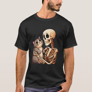 Faules Halloween-Kostüm Totenkopf Katze Skelett hä T-Shirt