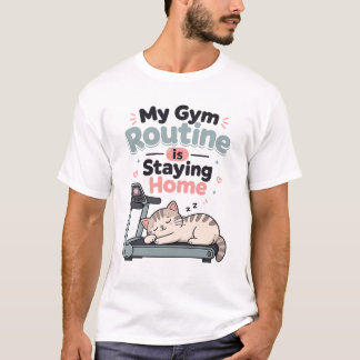 Faules Katzen-Trainingsroutine Sarkastische Neujah T-Shirt