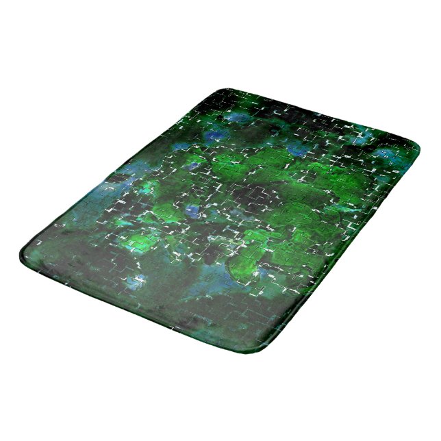 Faules Mosaik der Wasser-Pflanze Lagune Nachtleben Badematte (Schrägansicht)