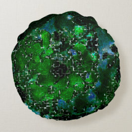 Faules Mosaik der Wasser-Pflanze Lagune Nachtleben Rundes Kissen