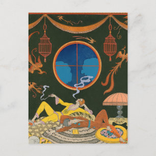 Faulheit von George Barbier Postkarte