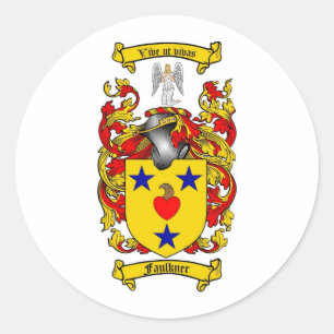 FAULKNER-FAMILIENWAPPEN - FAULKNER-WAPPEN RUNDER AUFKLEBER