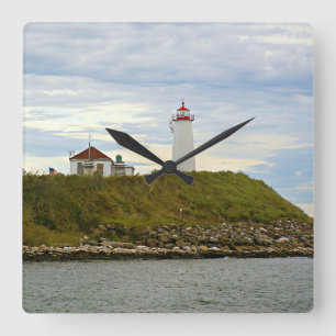 Faulkners Island Lighthouse, CT Wall Clock Quadratische Wanduhr