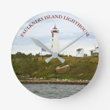 Faulkners Island Lighthouse, CT Wall Clock