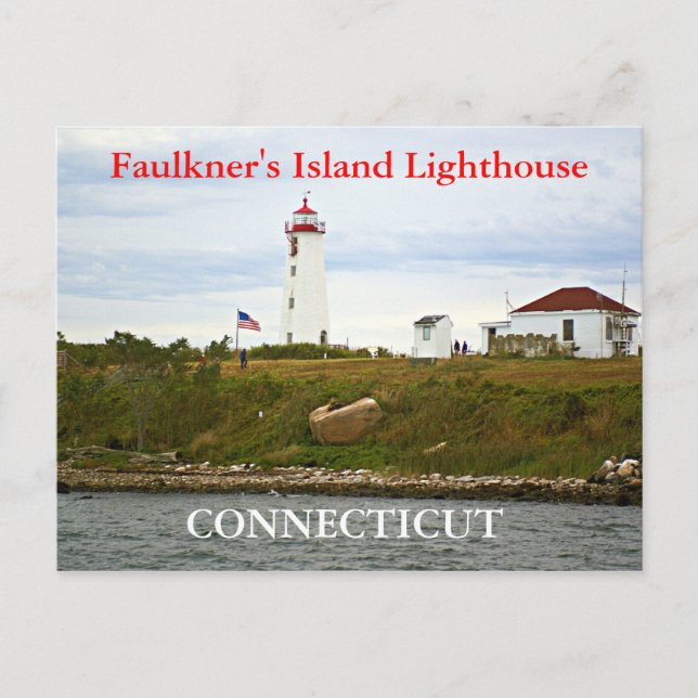 Faulkners Island Lighthouse, Postkarte Connecticut (Vorderseite)