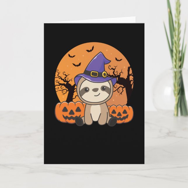 Fault Hexch Pumpkin Sloths Happy Halloween Karte (Vorderseite)