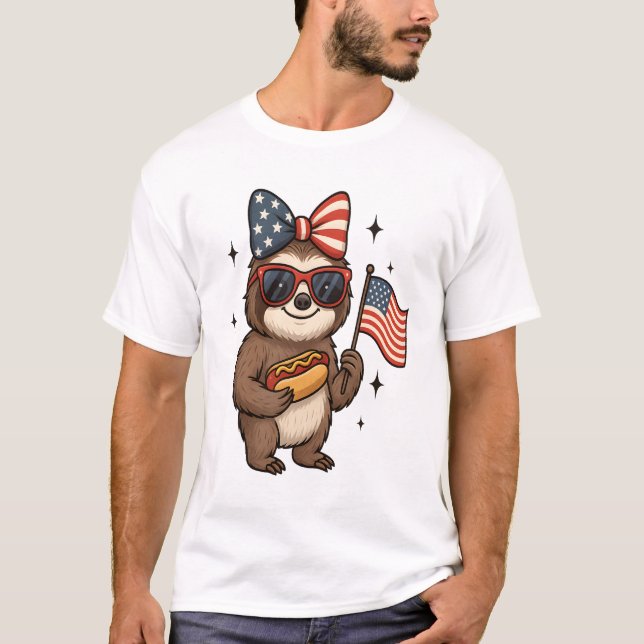 Faultier 4. Juli T-Shirt (Vorderseite)
