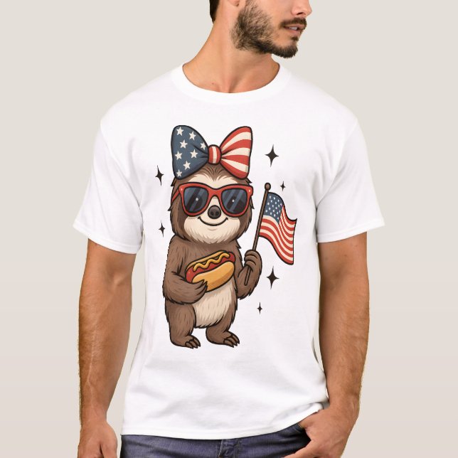 Faultier 4. Juli T-Shirt (Vorderseite)