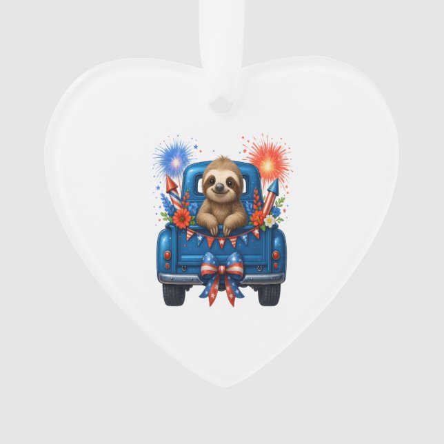 Faultier 4. Juli USA Ornament (Vorderseite)