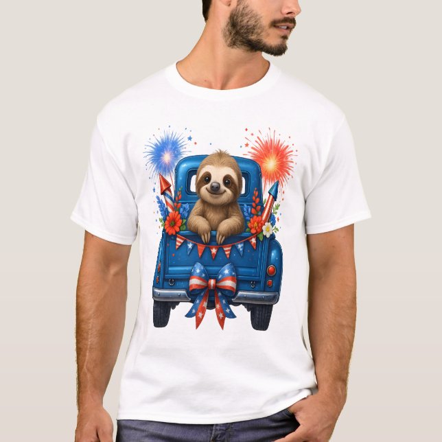 Faultier 4. Juli USA T-Shirt (Vorderseite)