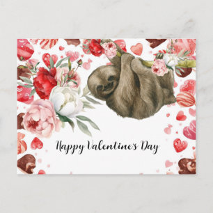 Faultier am Valentinstag Feiertagspostkarte