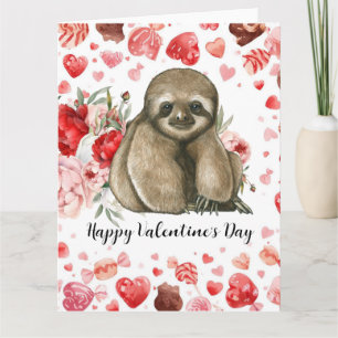 Faultier am Valentinstag Karte