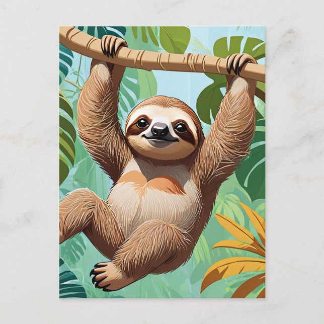 Faultier auf einem Baum Postkarte (Vorderseite)