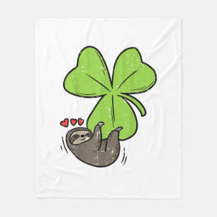 Faultier auf Shamrock-Herzen Süßer St. Patricks-Ta Fleecedecke