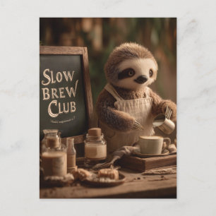 Faultier-Barista "Slow Brew Club"-Café-Illustratio Postkarte