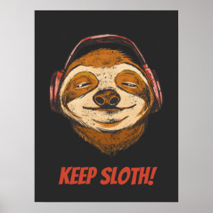 Faultier Behalte Ruhe im Chillin Vintagen Sloth Mo Poster