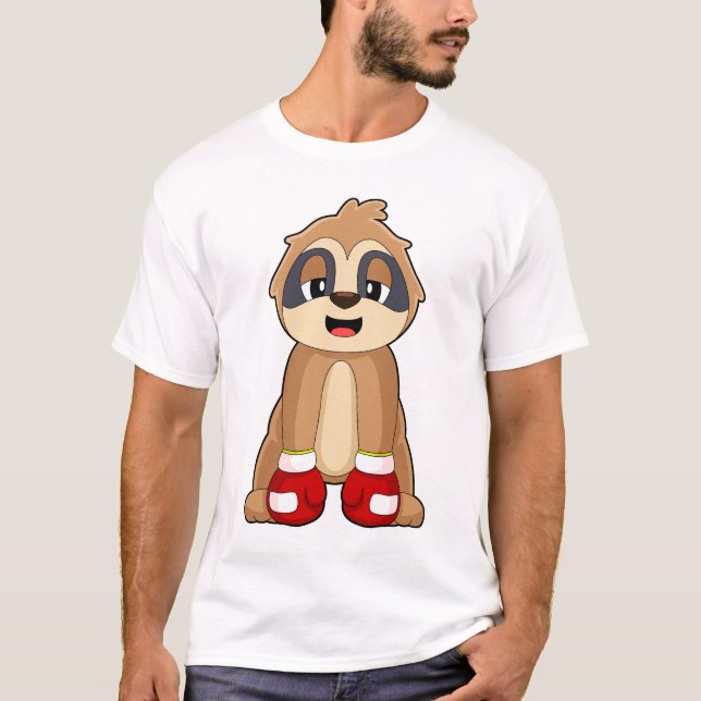 Faultier Boxer Boxhandschuhe Boxen T-Shirt (Vorderseite)