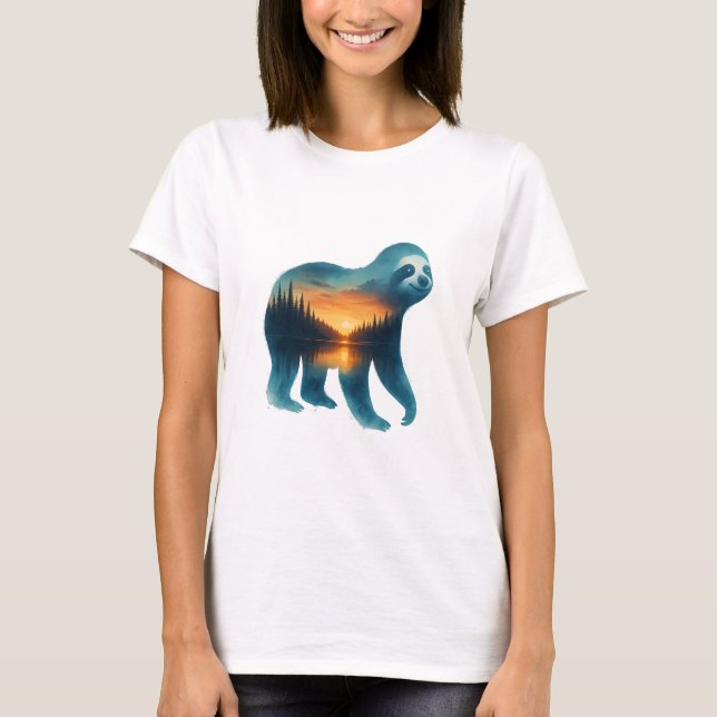 Faultier-Camping-Fan T-Shirt (Vorderseite)