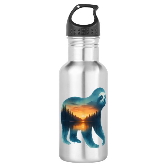Faultier-Camping-Liebhaber Edelstahlflasche (Vorderseite)