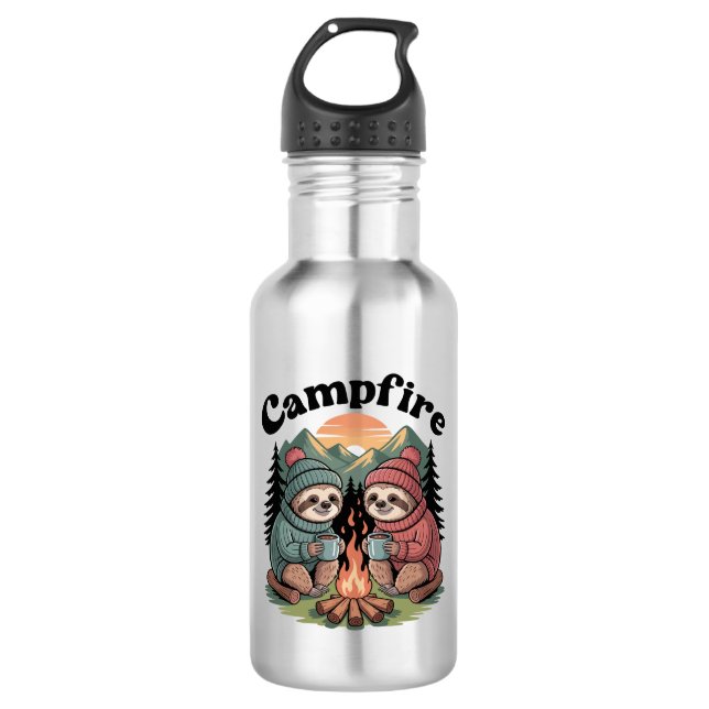 Faultier Camping Team Offizielles Lagerfeuer Edelstahlflasche (Vorderseite)