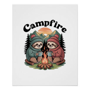 Faultier-Camping-Team Offizielles Lagerfeuer Poster