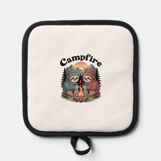 Faultier Camping Team Offizielles Lagerfeuer Topflappen (Vorderseite)