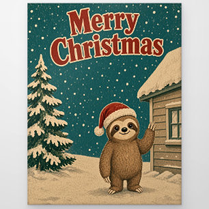 Faultier Cottage Edge Tier Weihnachten Postkarte