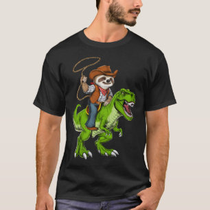 Faultier Cowboy Reitet T-Rex Dinosaurier T-Shirt