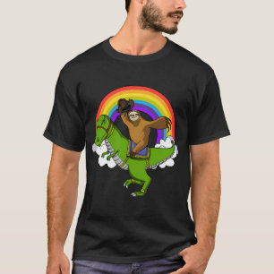 Faultier Cowboy Reitet T-Rex Dinosaurier T-Shirt