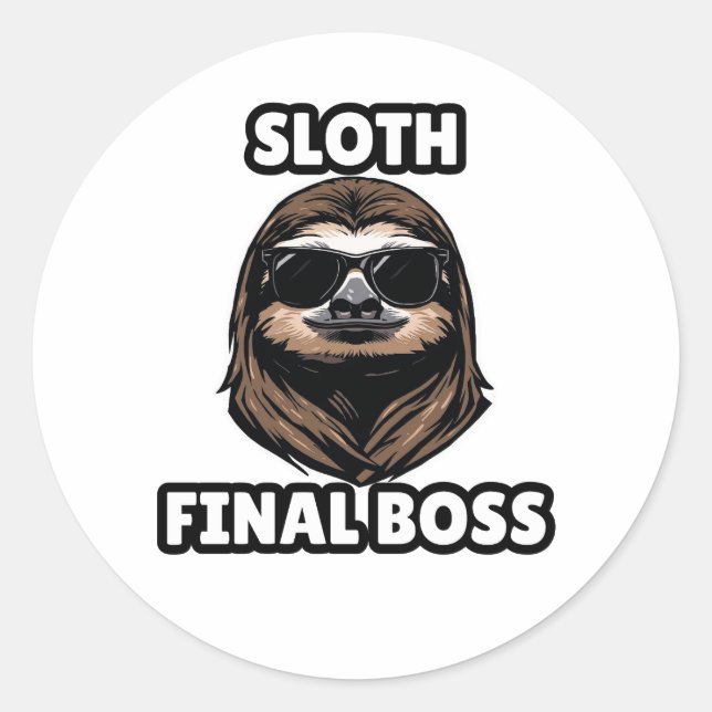 Faultier Endboss Cool Sticker (Vorderseite)