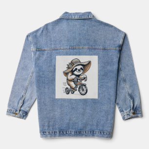 Faultier fährt Fahrrad Jeansjacke