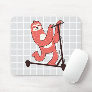 Faultier fährt Roller Grid-Mauspad Mousepad