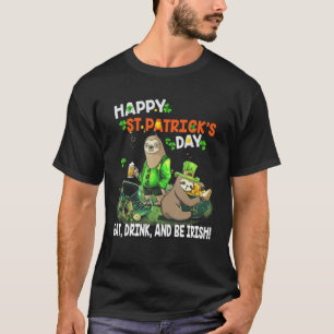 Faultier Frohen St. Patrick's Day Essen Trinken Un T-Shirt