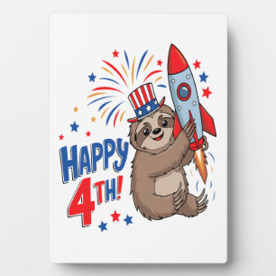 Faultier Glücklicher 4. Raketenfeuerwerk USA Fotoplatte