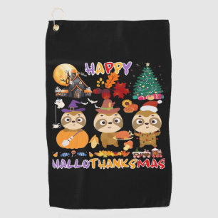 Faultier Glückliches Hallothanksmas Lustiges Hallo Golfhandtuch